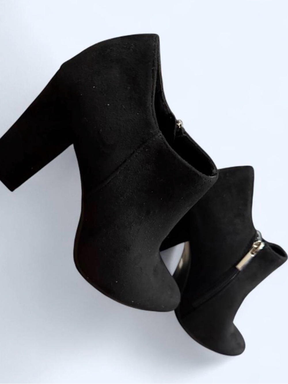 Black Suede High Heel Ankle Booties